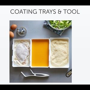 EUC Pampered Chef Coating Trays w Tongs